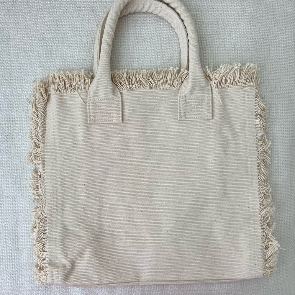Fringed Canvas Tote Bag
16”w x 15”h x 8”d - Picture 3 of 4